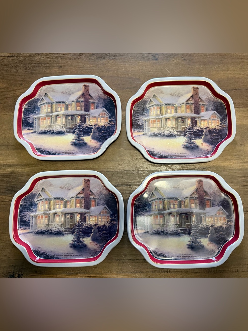 Thomas Kinkade Victorian Christmas Serving Trays Set of 4